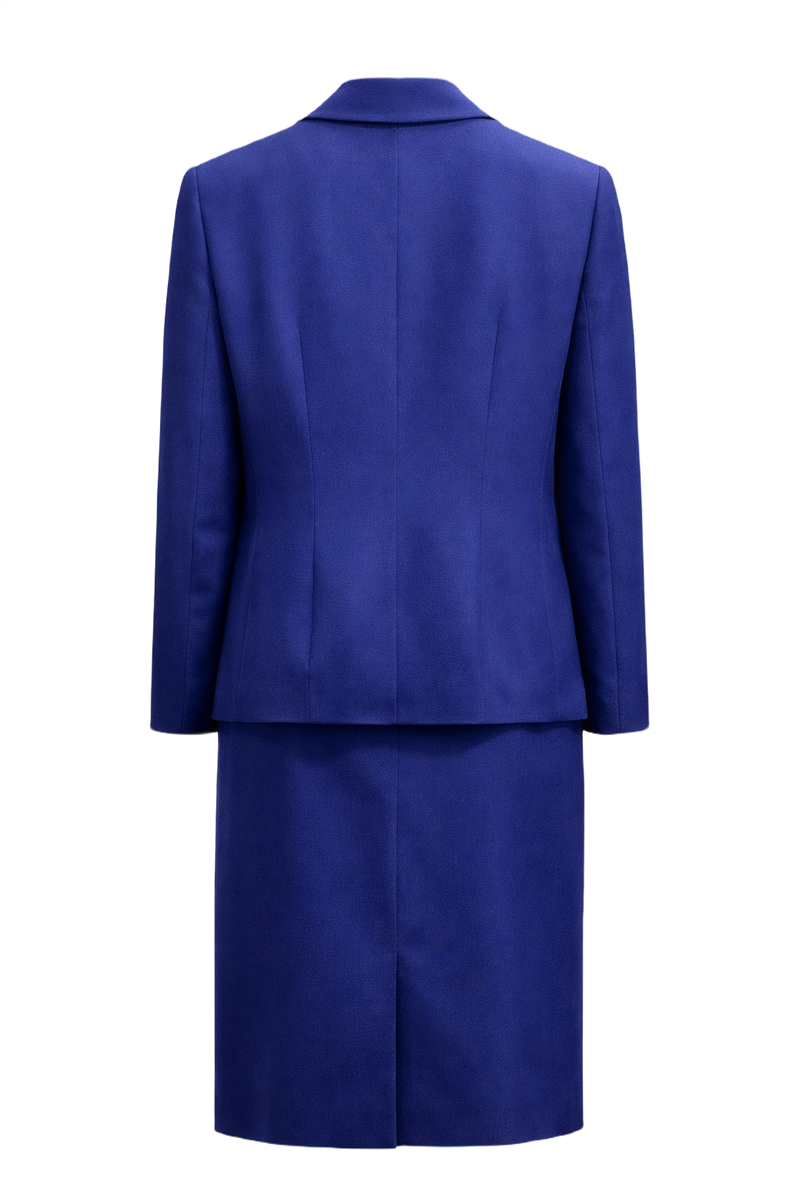 1990s Electric Blue Silk Ensemble - Back View