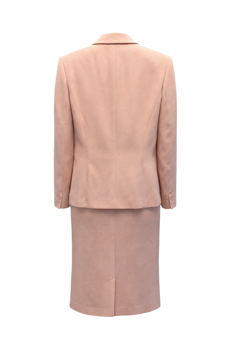 1990s Soft Pink Silk Skirt Suit - Back View