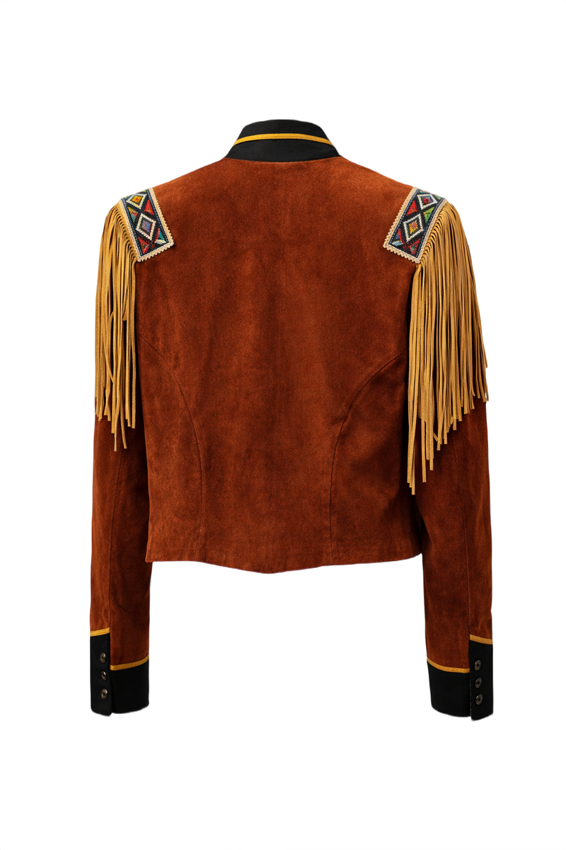 1970s Rust Brown Suede Jacket - Back View
