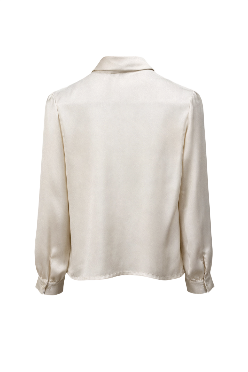 1980s Cream White Silk Blouse - Back View