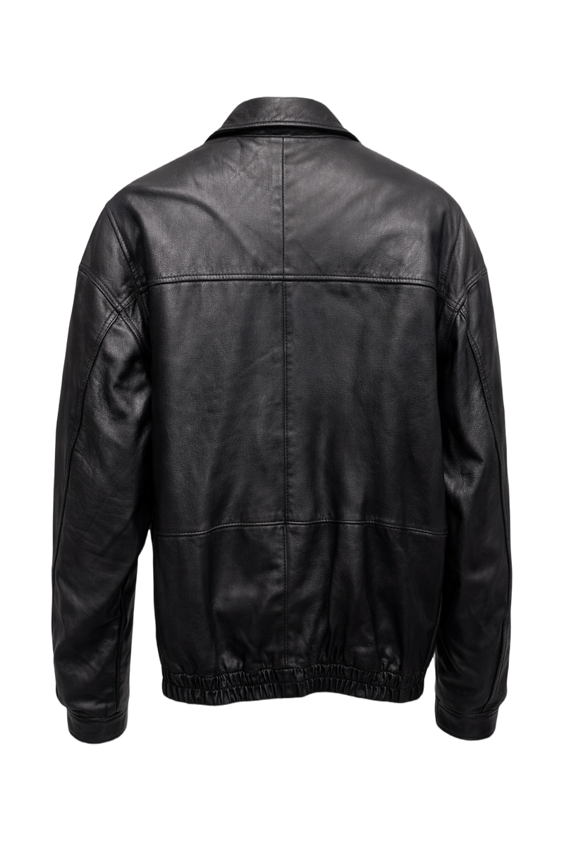1990s Black Leather Jacket - Back View
