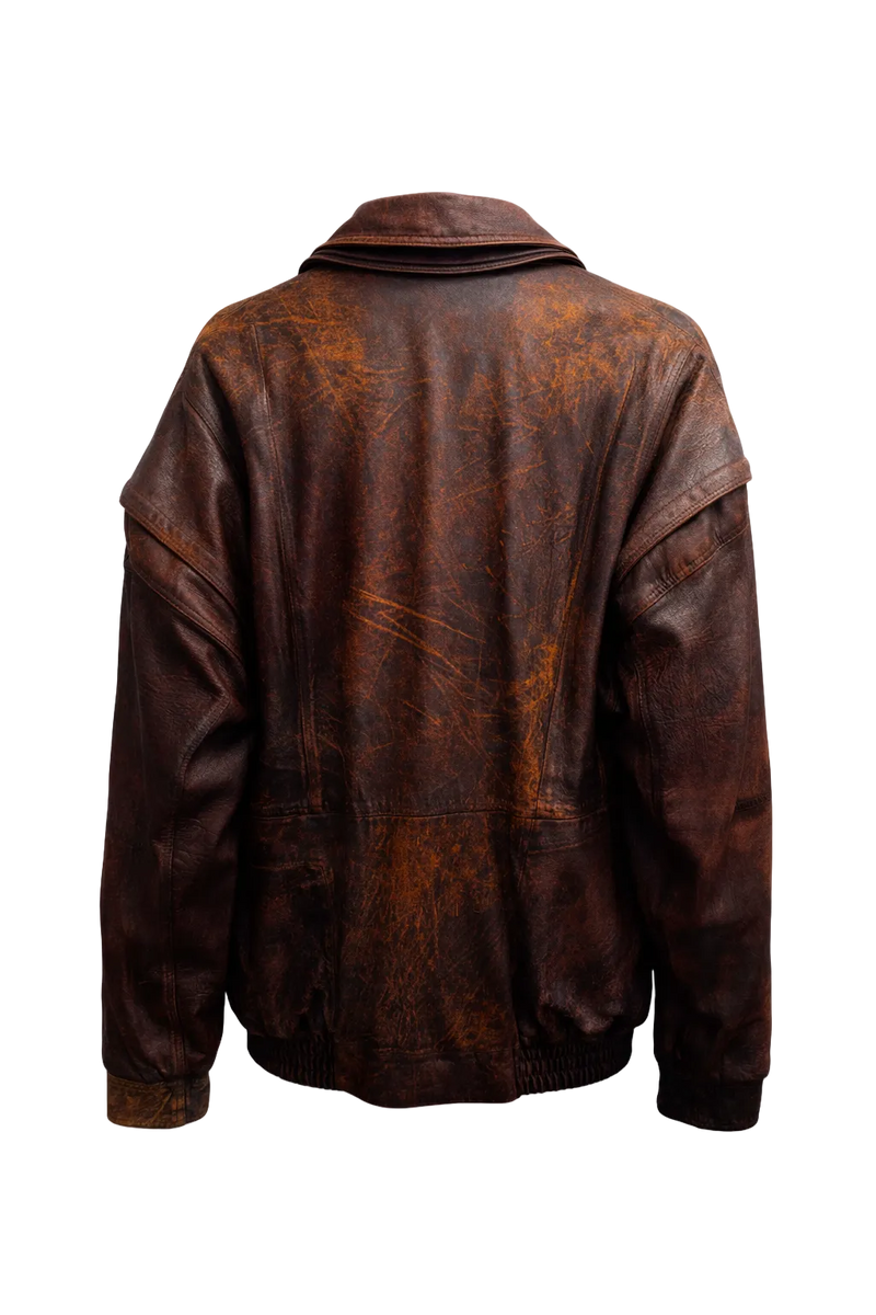 1990s Brown Leather Jacket - Back View