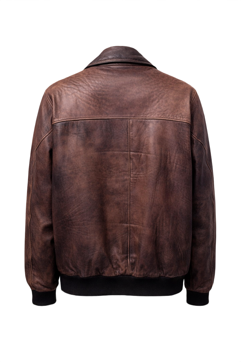 1990s Brown Leather Jacket - Back View