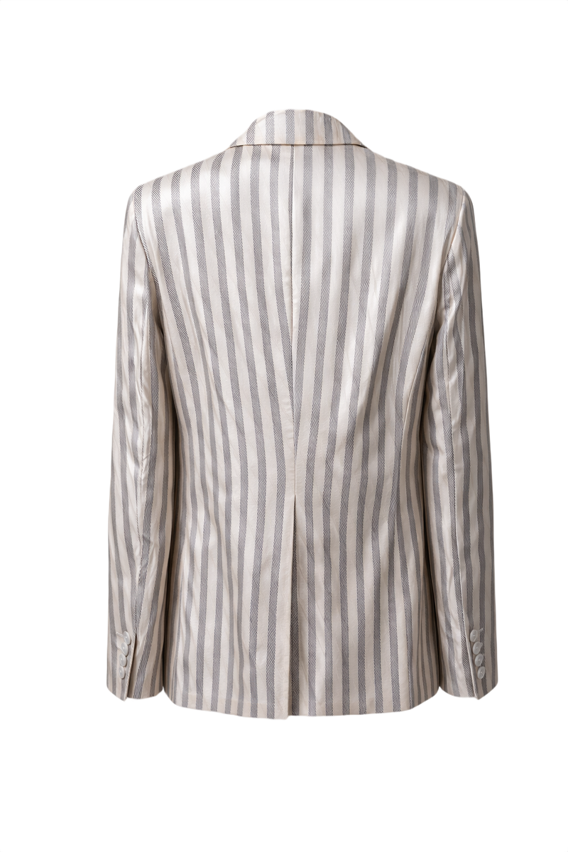 1990s Silver Silk Blazer - Back View