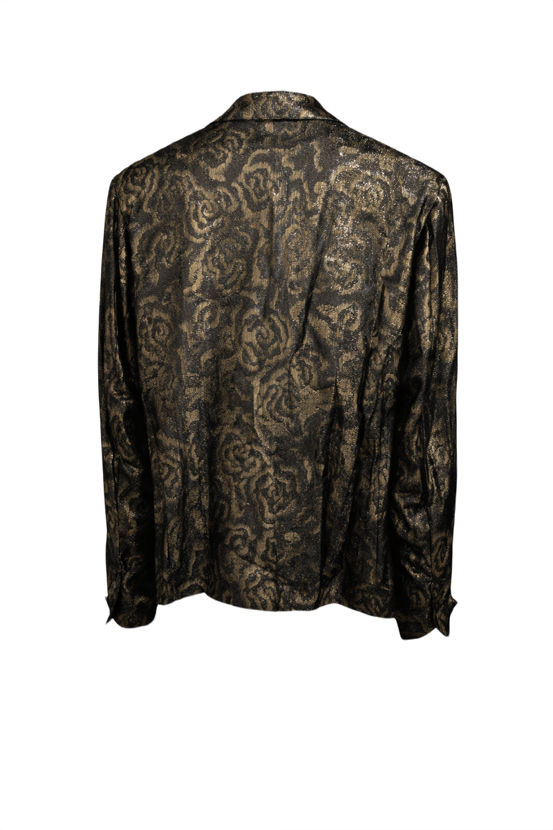 1980s Gold Metallic Synthetic Blazer - Back View