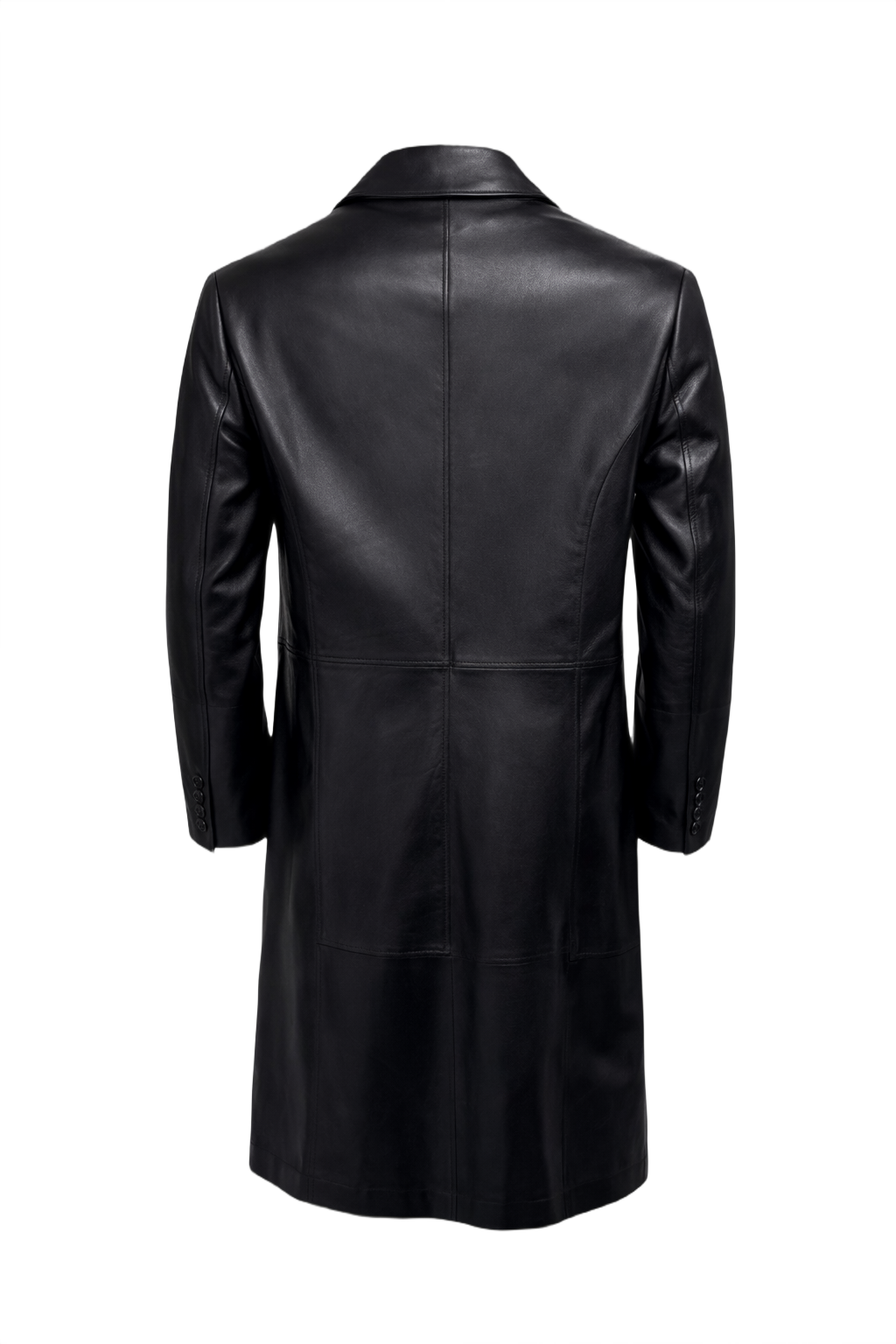 1990s Black Leather Coat - Back View