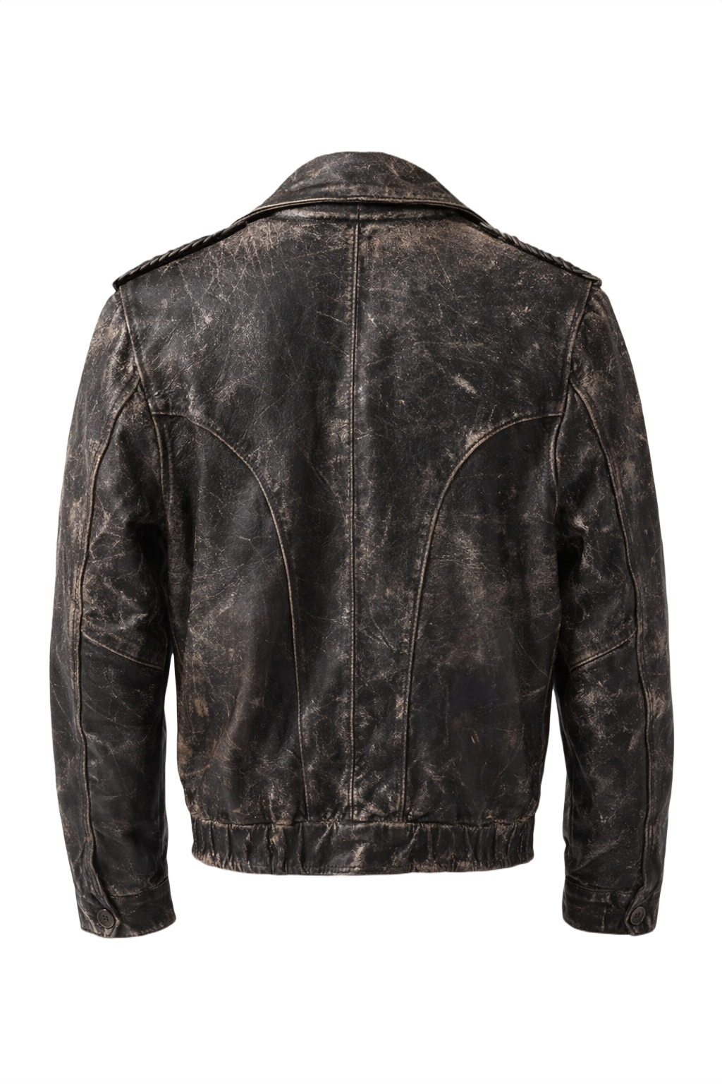 1990s Black Leather Jacket - Back View