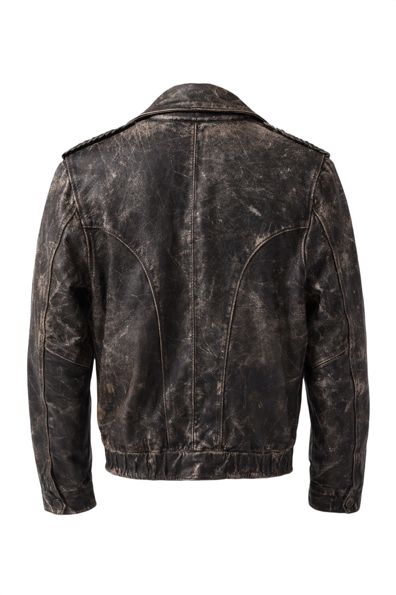 1990s Black Leather Jacket - Back View