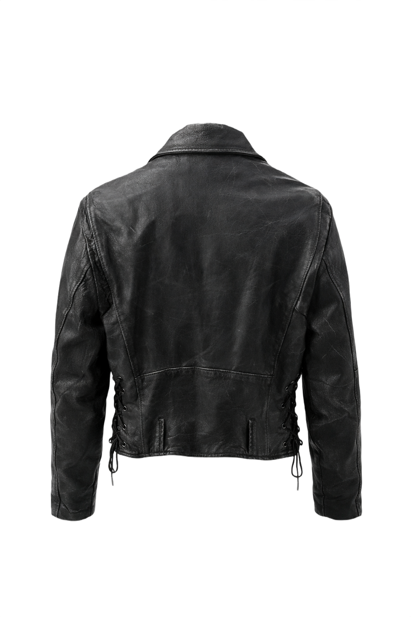 1990s Black Leather Medium Leather Jacket - Back View
