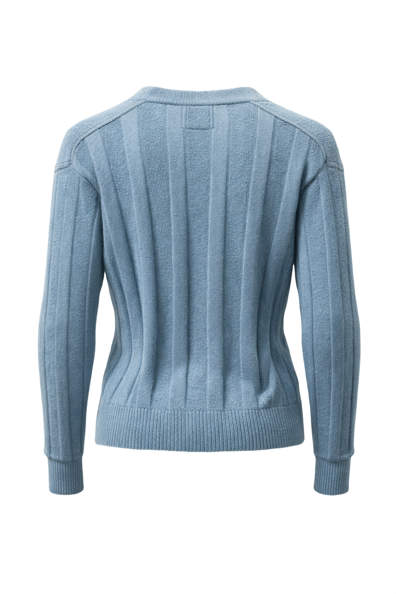 1970s Light Blue Cotton Blend Cardigan - Back View