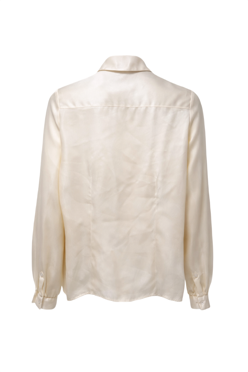 1970s Cream Silk Blouse - Back View