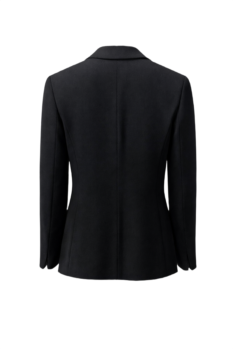 1980s Black Wool Blazer - Back View