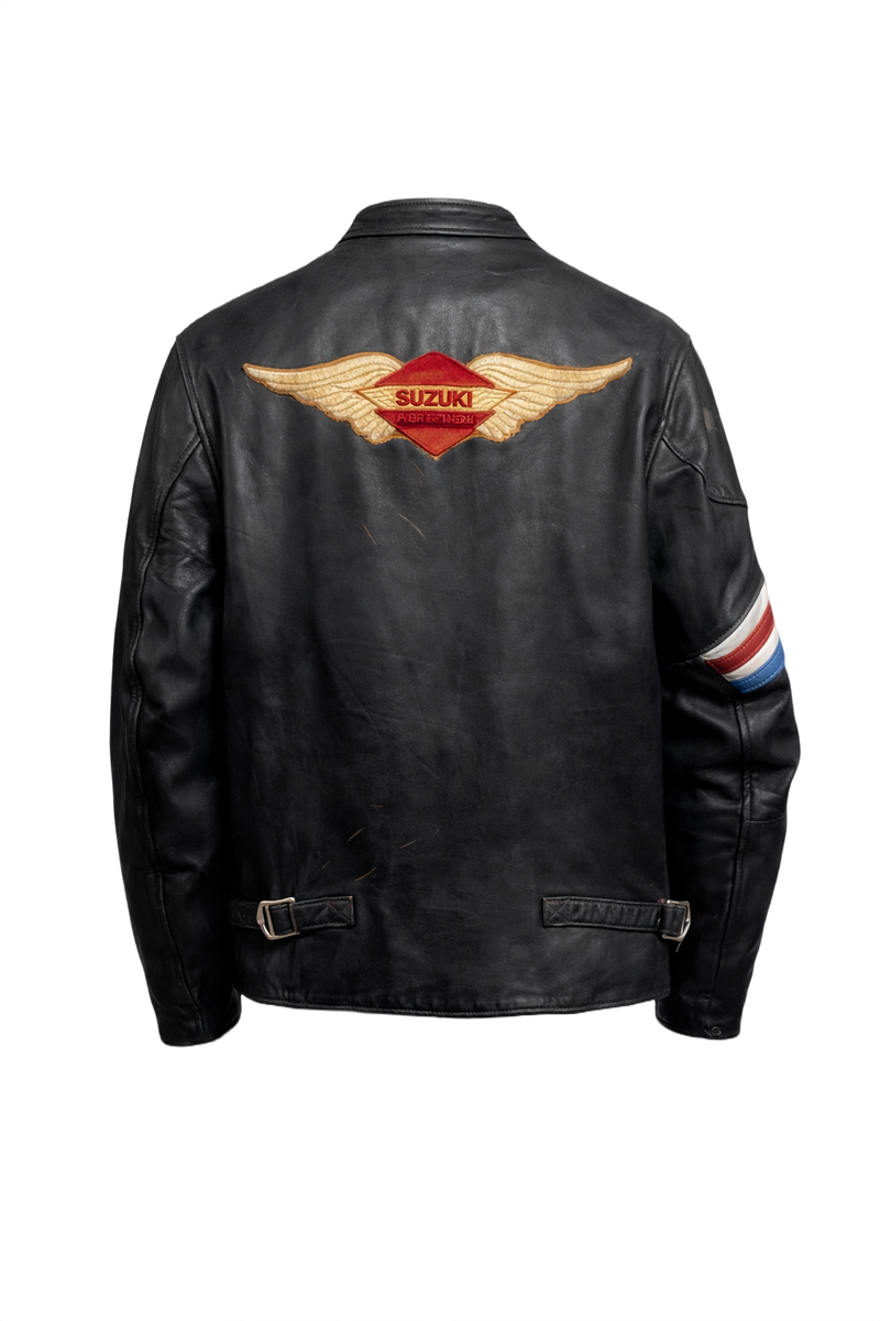1990s Black Leather Jacket - Back View