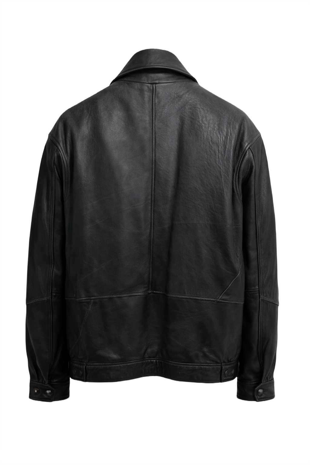 1990s Black Leather Jacket - Back View