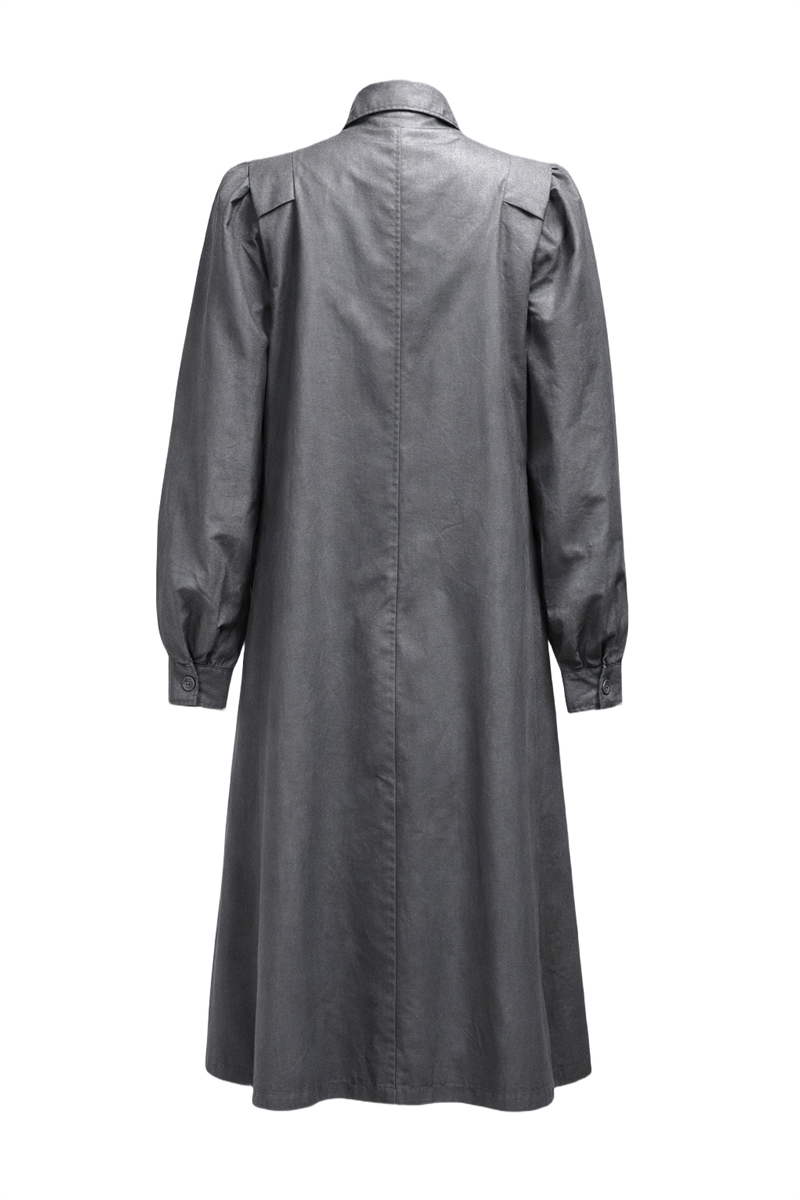 1980s Gray Synthetic Coat - Back View