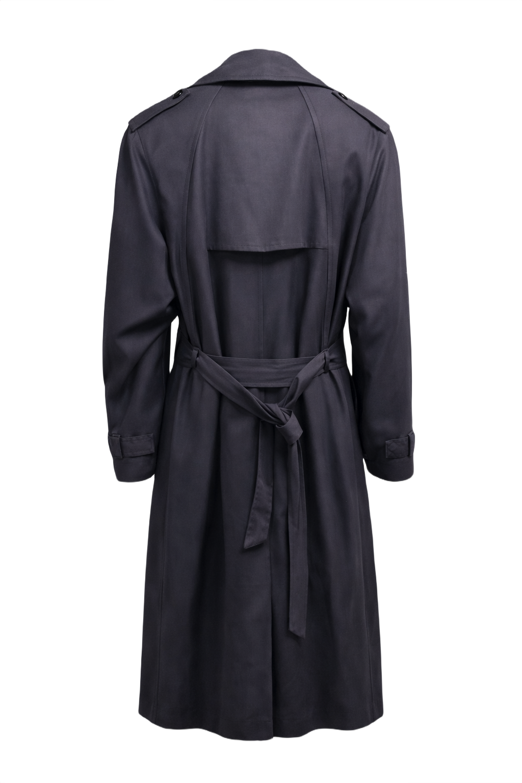 1990s Dark Gray Polyester Blend Trench Coat - Back View