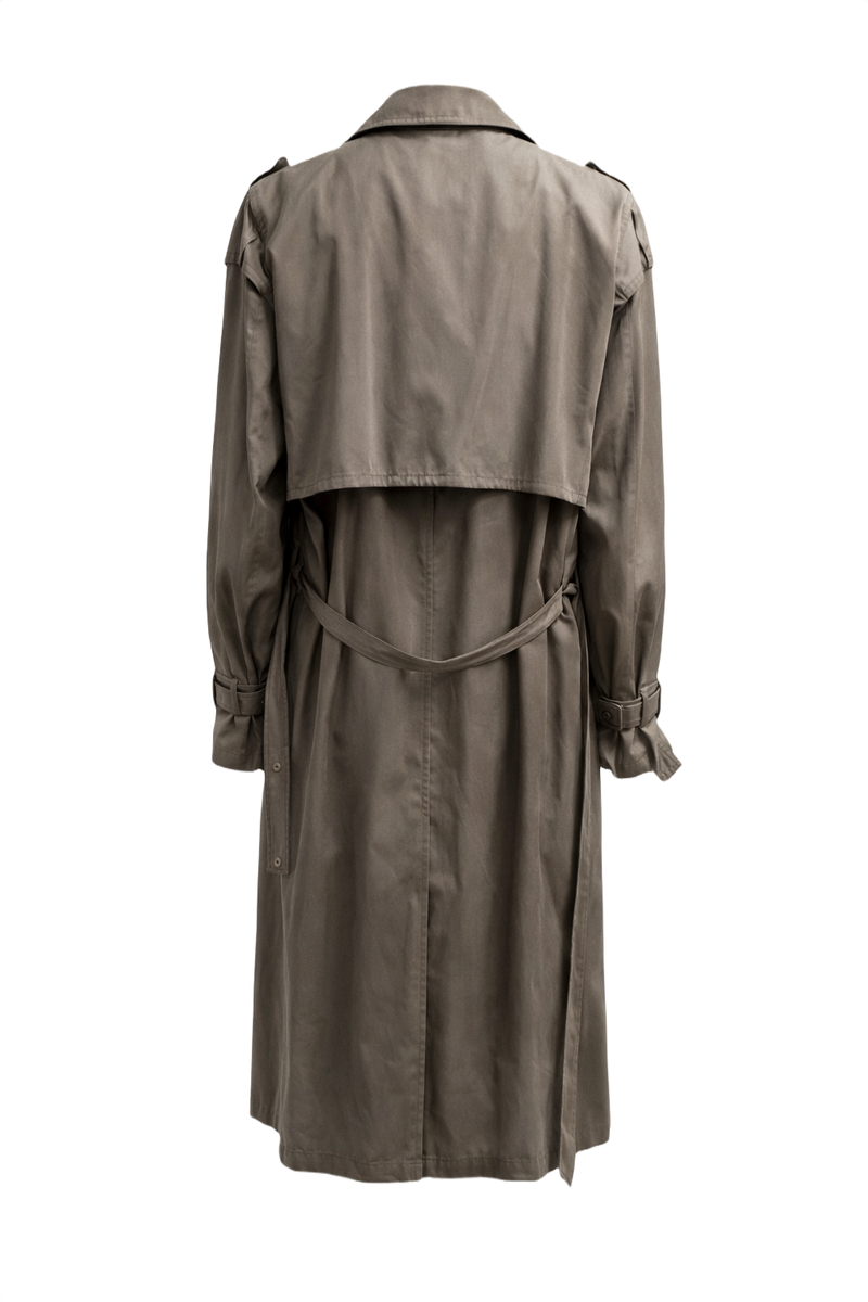 1980s Taupe Cotton Trench Coat - Back View