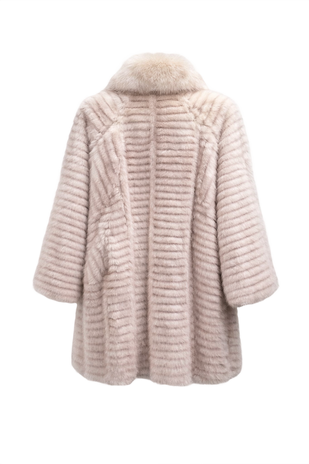 1980s Light Gray Fur Coat - Back View