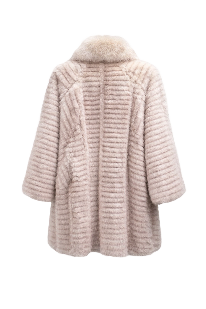 1980s Light Gray Fur Coat - Back View
