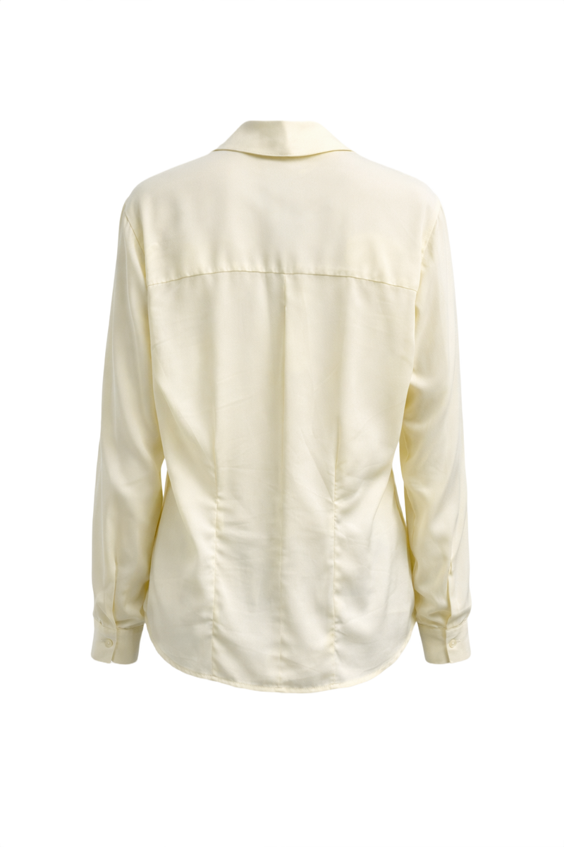 1980s Cream Silk Blouse - Back View