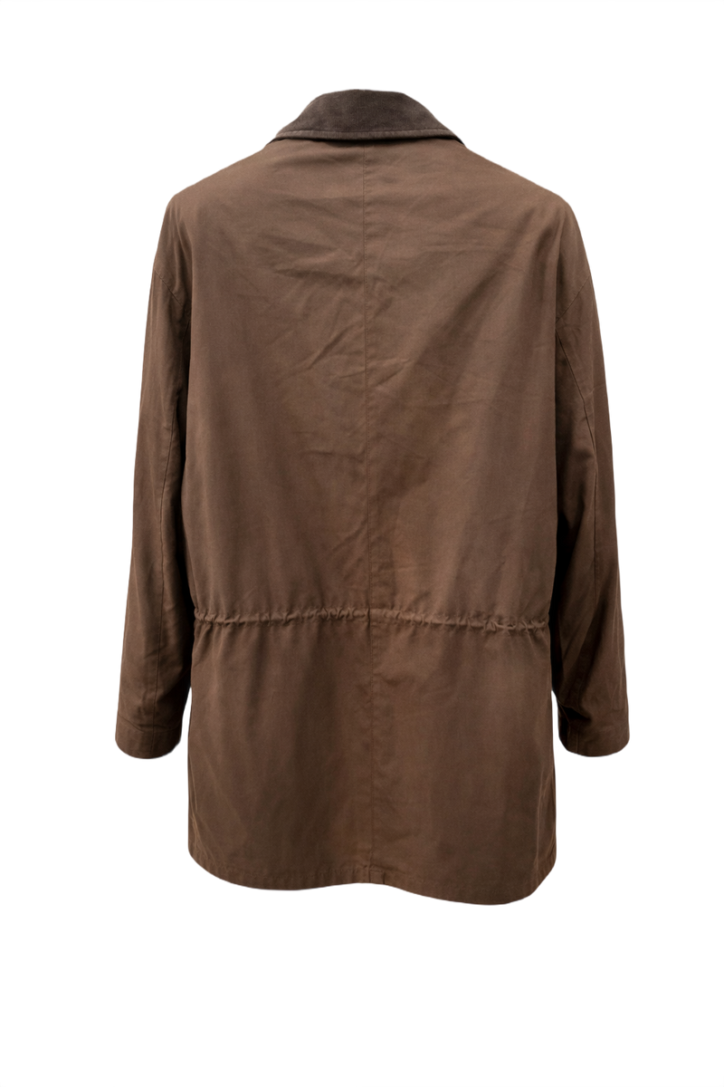 1980s Brown Cotton Coat - Back View