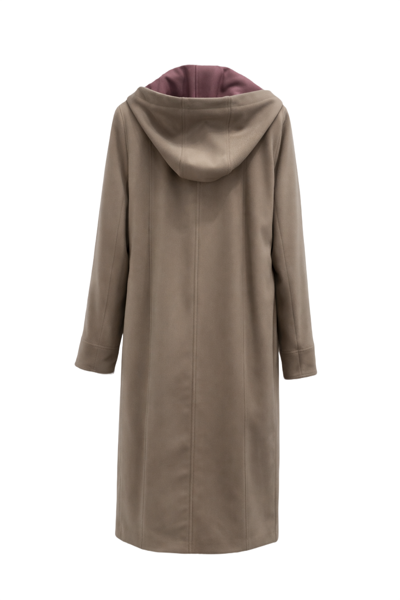 1980s Taupe Wool Coat - Back View