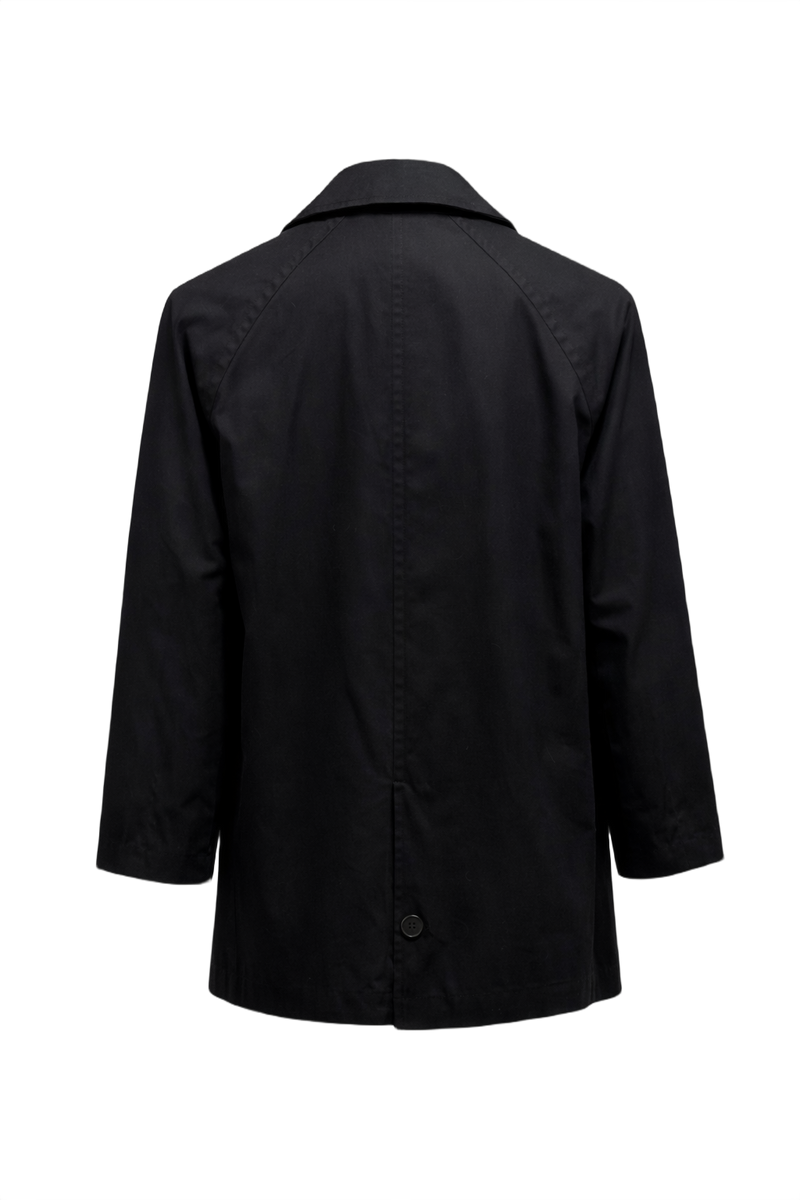 1980s Black Cotton Coat - Back View