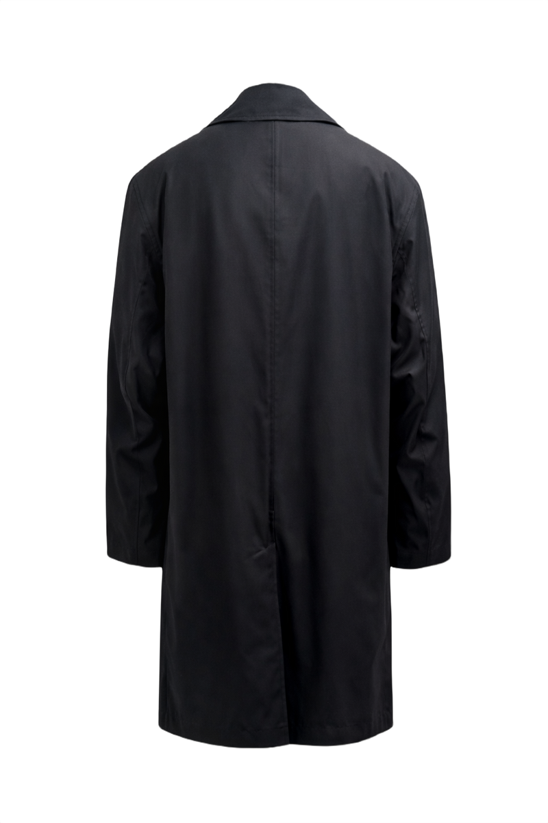 1980s Black Cotton Blend Coat - Back View