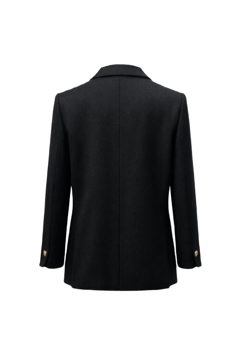 1980s Black Wool Blazer - Back View