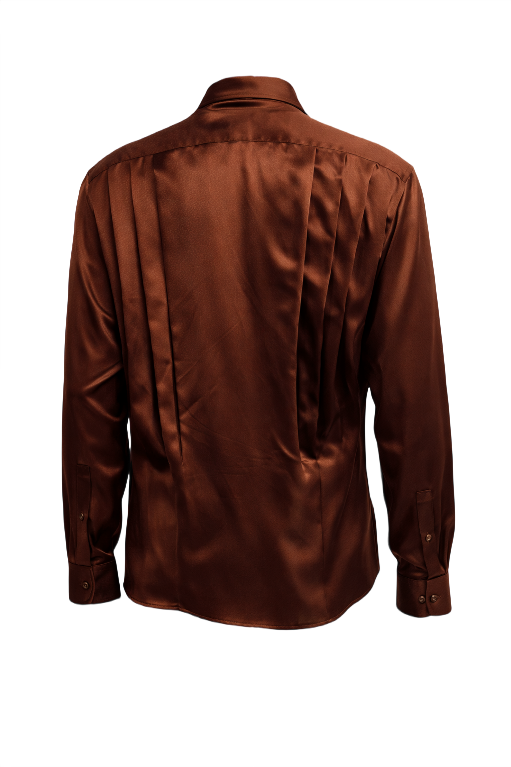 1970s Rust Brown Satin Shirt - Back View