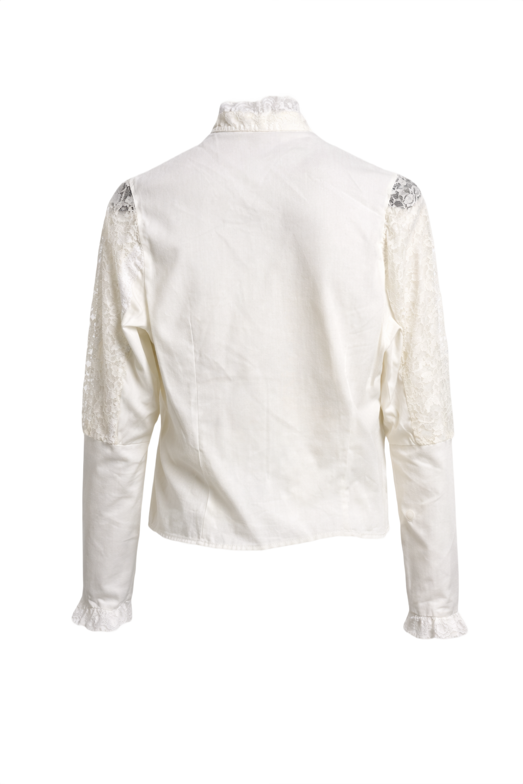 1970s Cream White Cotton Blouse - Back View