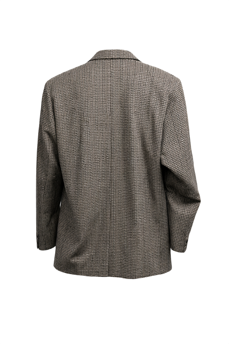 1980s Black and White Wool Blazer - Back View