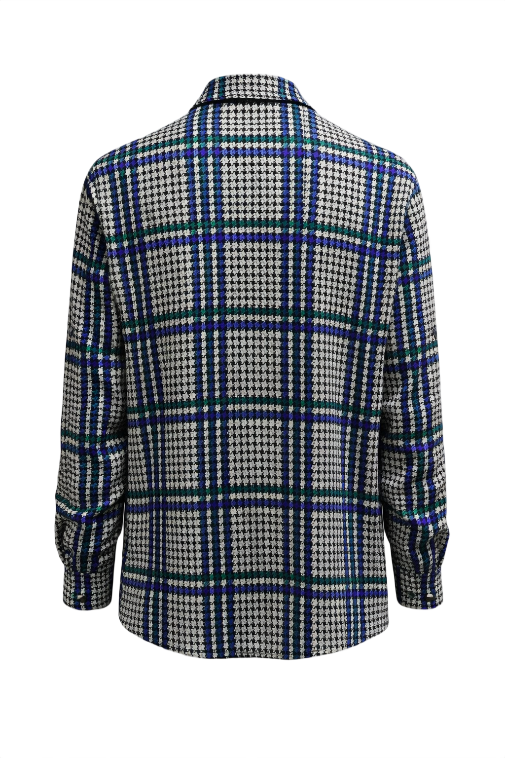 1990s Black Blue Polyester Shirt - Back View