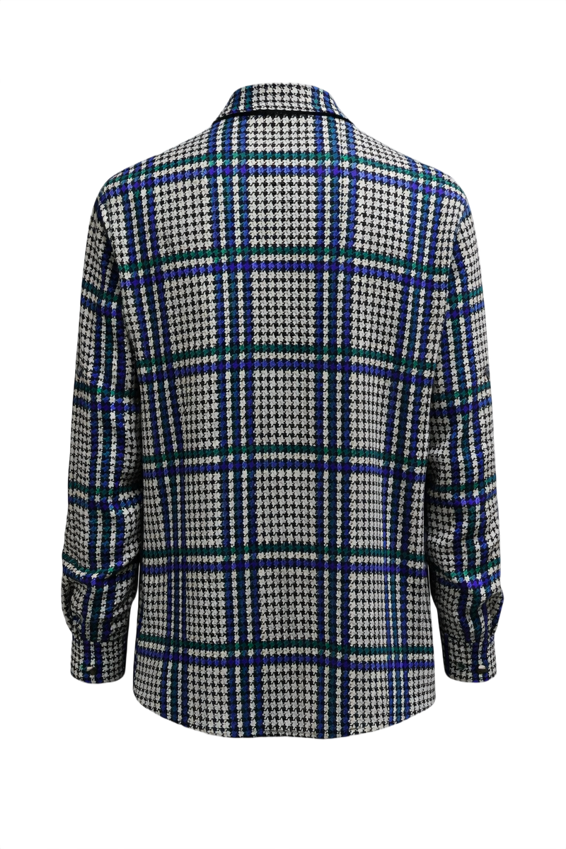 1990s Black Blue Polyester Shirt - Back View