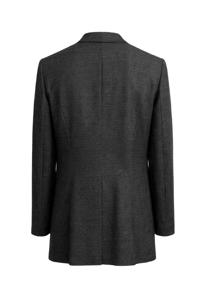1980s Charcoal Grey Wool Blazer - Back View