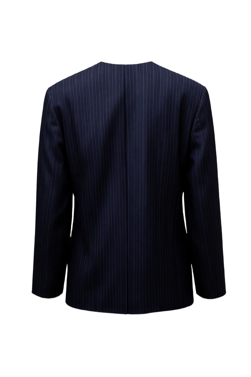 1980s Navy Blue Wool Blazer - Back View