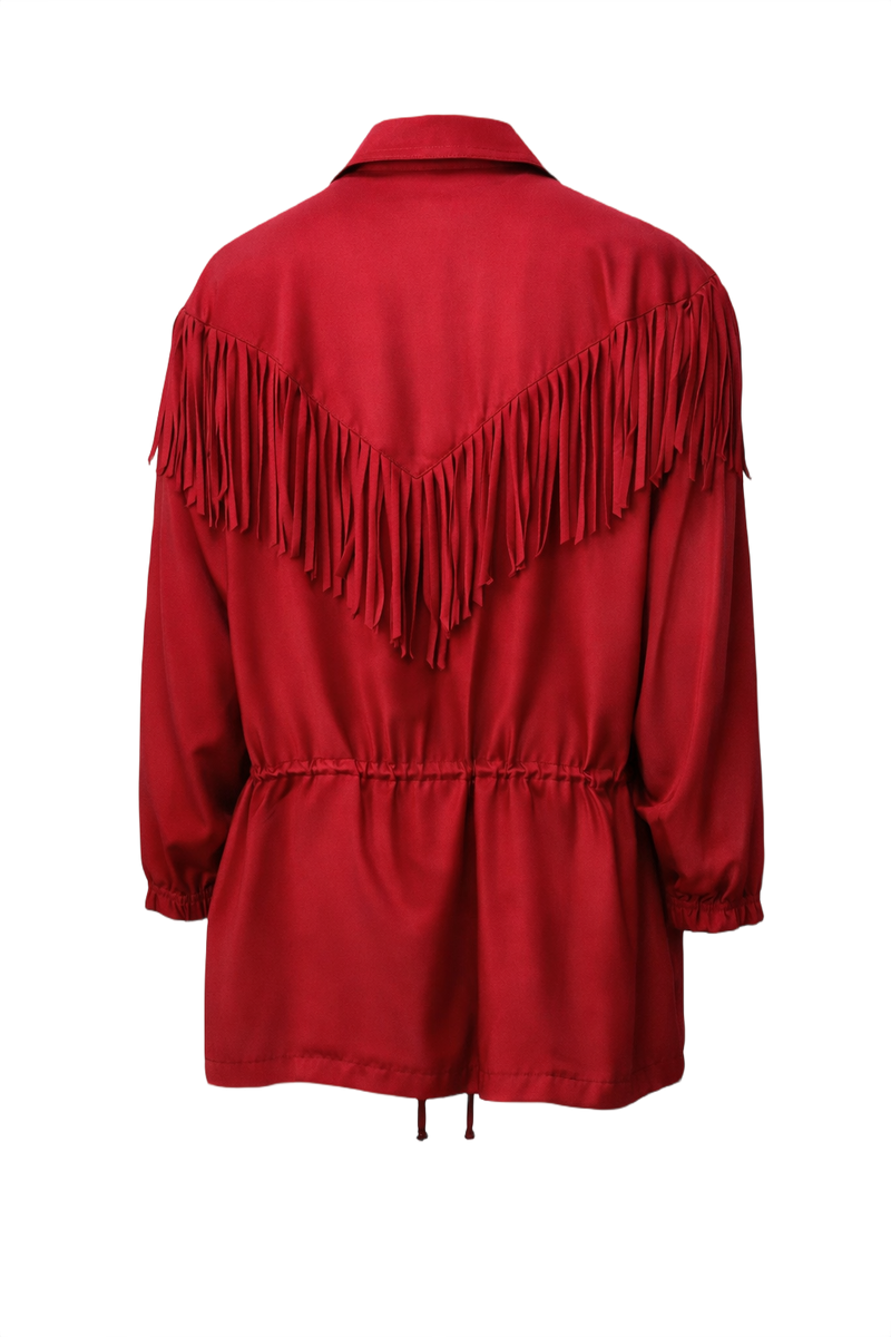 1970s Red Silk Jacket - Back View