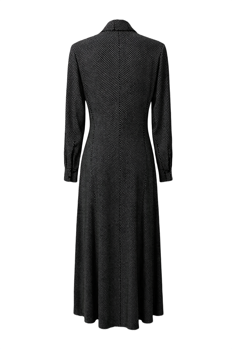 1970s Black Polyester Dress - Back View