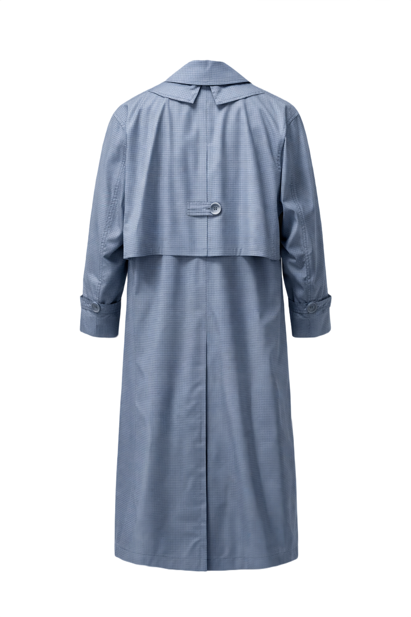 1980s Light Blue Cotton Trench Coat - Back View