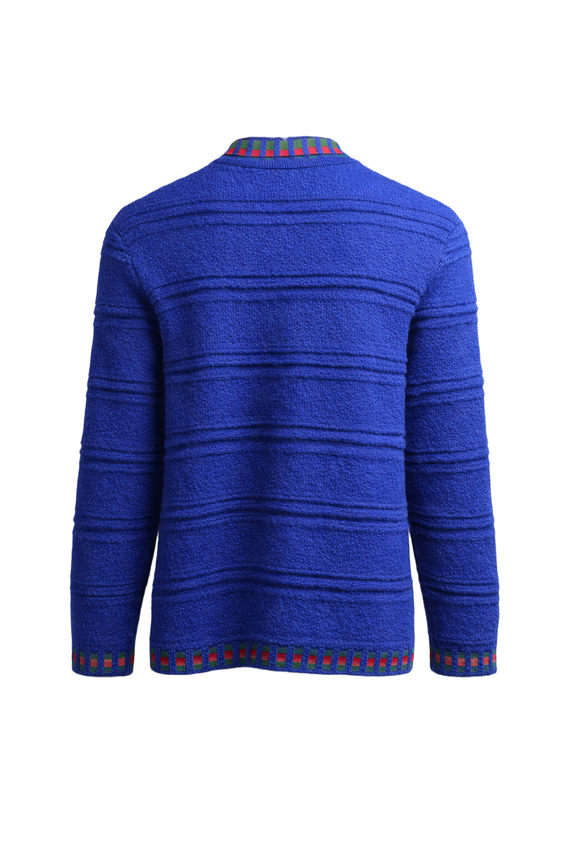 1970s Cobalt Blue Wool Cardigan - Back View