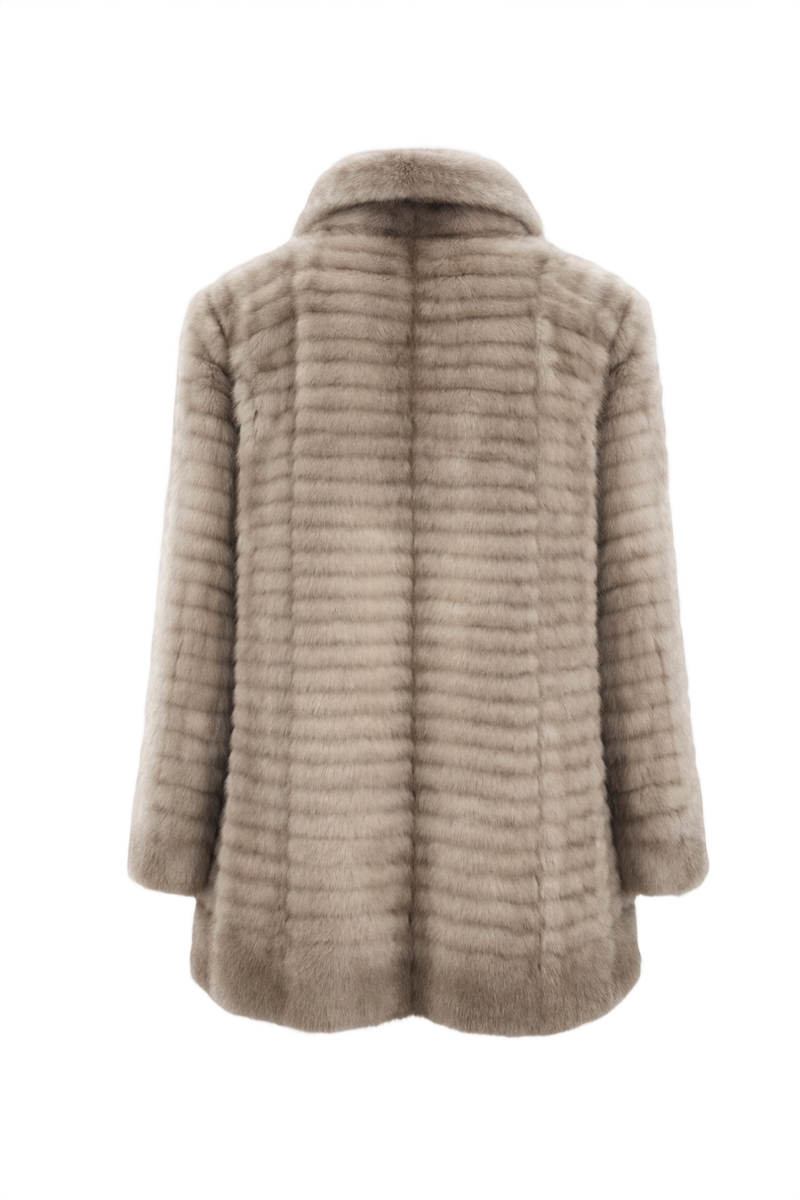 1980s Taupe Fur Coat - Back View