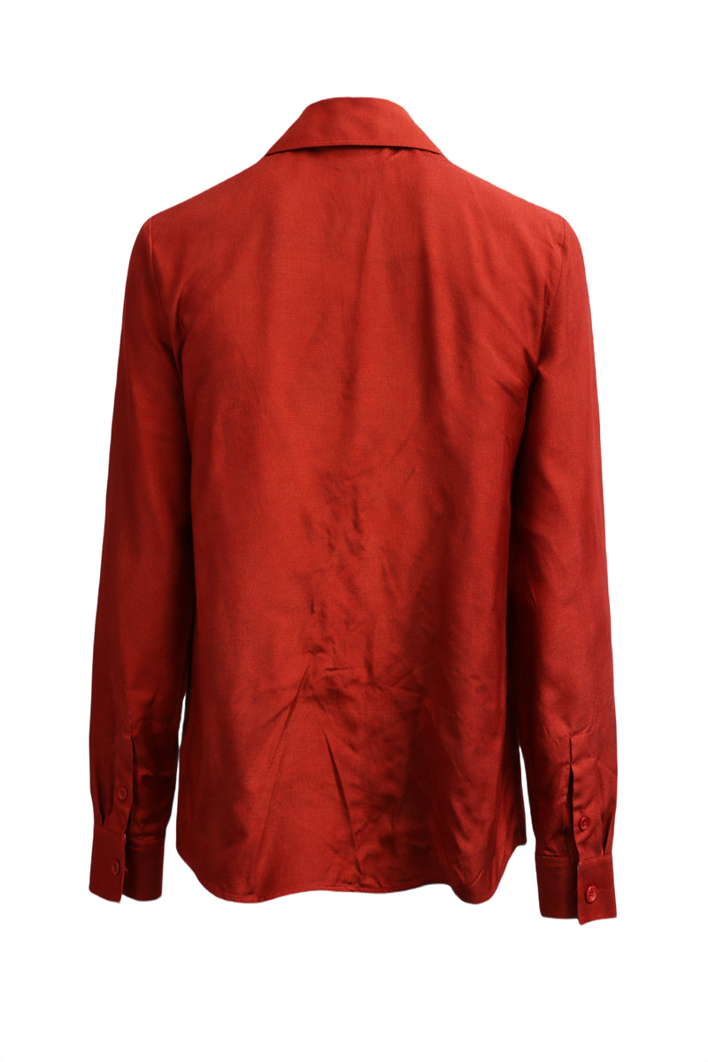 1980s Red Silk Shirt - Back View