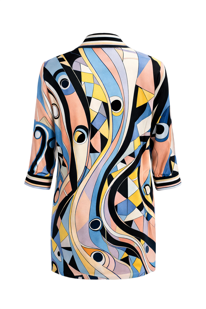 1990s Pink Polyester Tunic - Back View