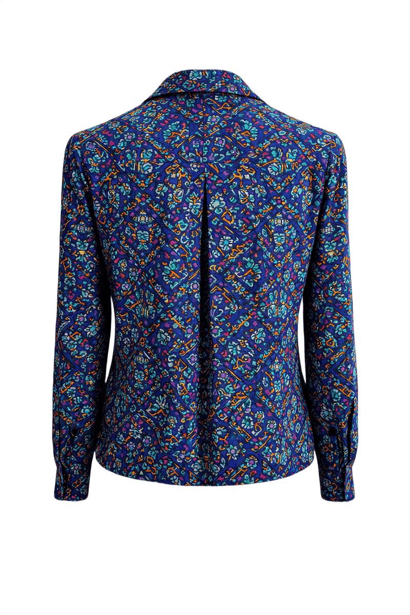 1980s Blue Synthetic Blazer - Back View