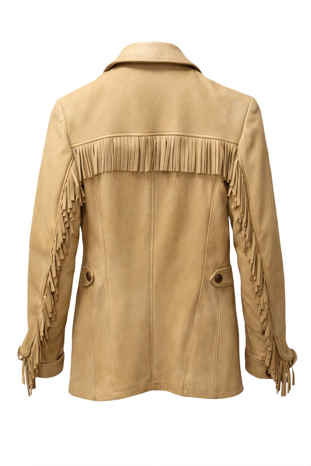 1970s Beige Leather Jacket - Back View