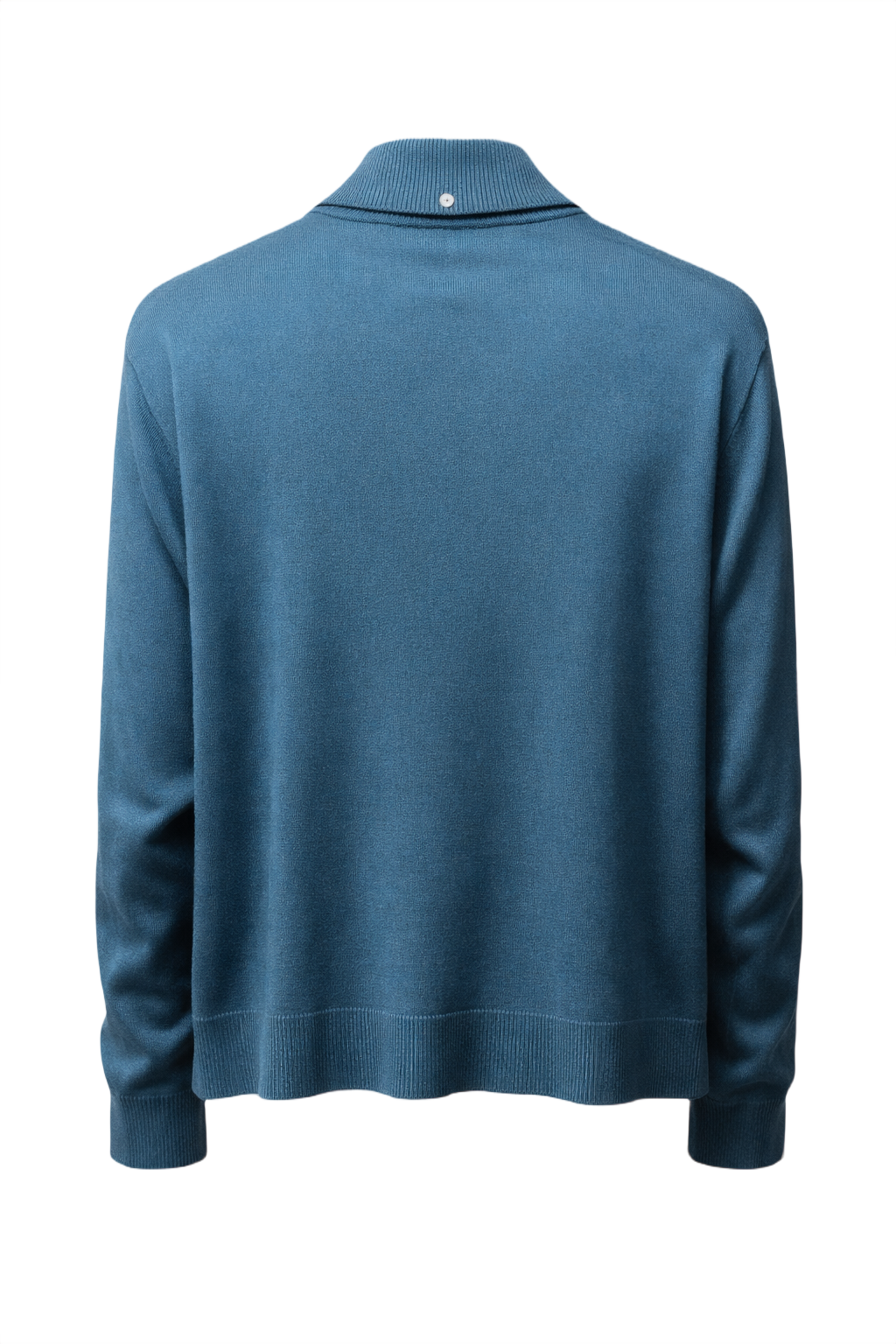 1970s Teal Blue Cotton Cardigan - Back View