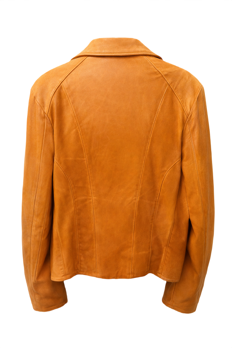 1960s Tan Leather Jacket - Back View