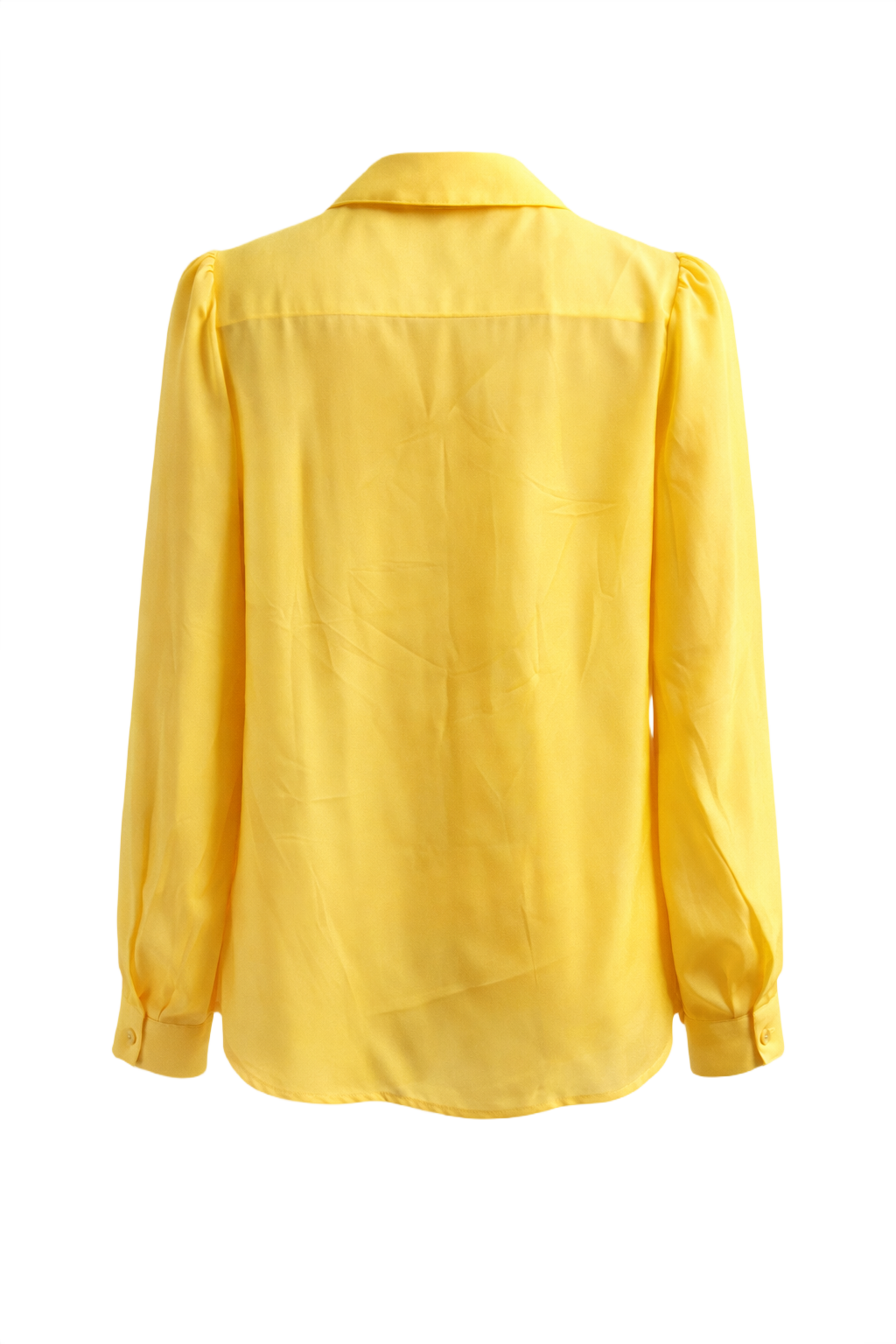 1970s Bright Yellow Silk Blouse - Back View