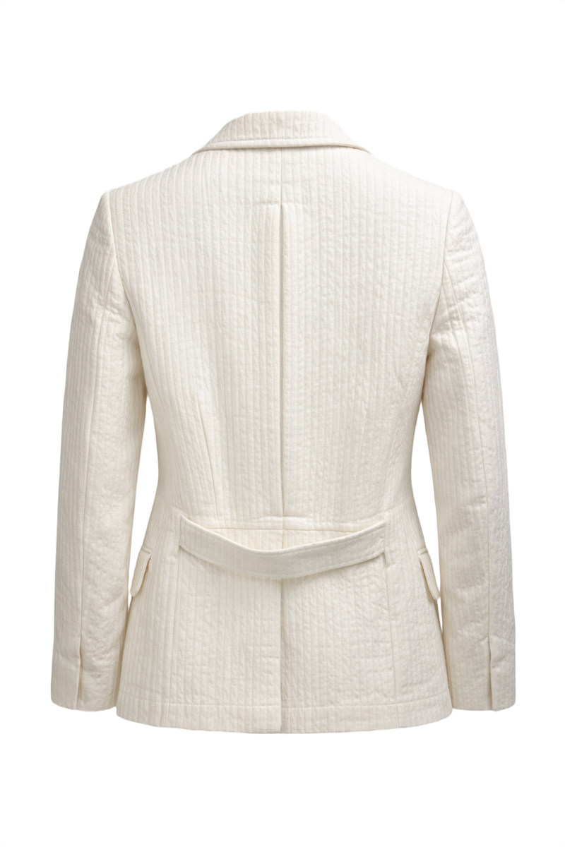 1980s Cream White Cotton Jacket - Back View