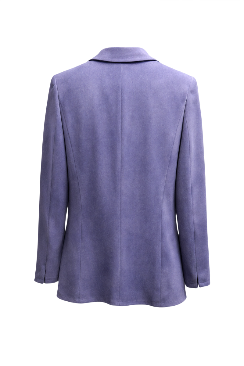 1990s Lavender Polyester Blazer - Back View